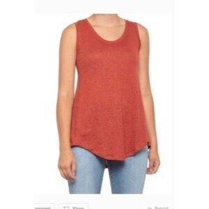 Tahari Womens rust brown Sleeveless Linen knit Tank Top tunic size large